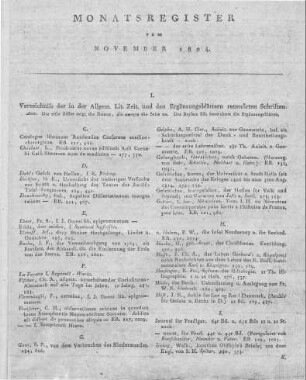 Monatsregister November