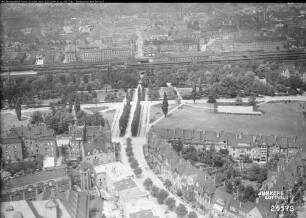 Erfurt, Stadtpark, Mömpelgarderstraße, Bahnhofstraße, Bahnhof von Süden