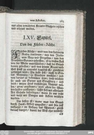 LXV. Capitel. Von der Färber-Röthe.
