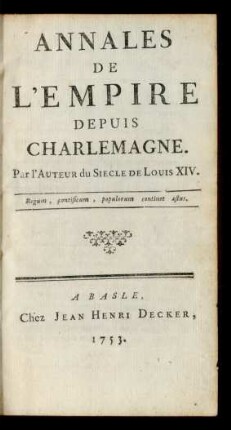 [1]: Annales De L'Empire Depuis Charlemagne ; [1]