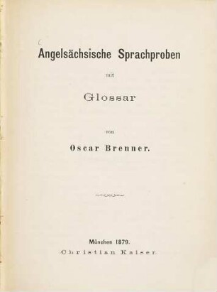Angelsächsische Sprachproben : mit Glossar