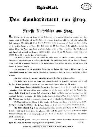 Extrablatt. Das Bombardement von Prag.