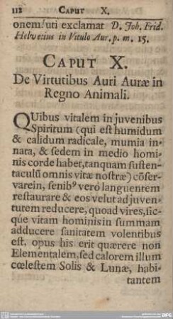 CAPUT X. De Virtutibus Auri Aurae in Regno Animali.