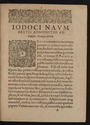 Iodoci Naum Brevis Admonitio Ad studiosos Theologia directa.