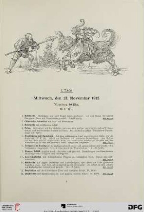 I. Tag: Mittwoch, den 13. November 1912 Vormittag 10 Uhr (Nr. 1-121)