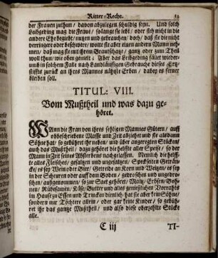 Titul VIII. Vom Mußtheil und was dazu gehöret