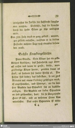 Sechste Krankengeschichte