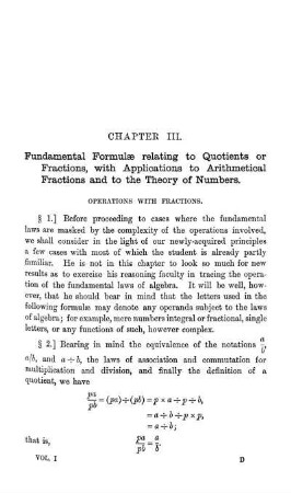 Chapter III. Theory of Quotients - First Principles of Theory of Numbers.