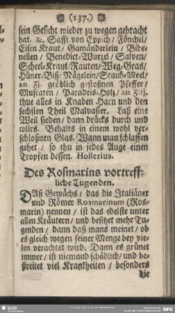 Des Rosmarins vortreffliche Tugenden
