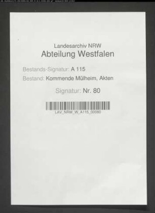Pachtregister der Kommende Welheim.