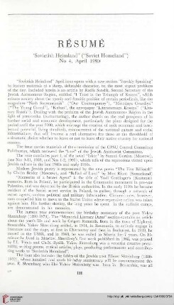 Résumé „Sovietish Heimland“ („Soviet Homeland“) No. 4, April, 1990