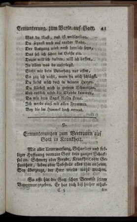 9. Ermunterungen zum Vertrauen auf Gott in Krankheit. - 13. Ermunterungen mit Freudigkeit und Muth zu sterben.