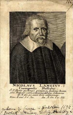 Bildnis von Nikolaus Lange (1586-1643)