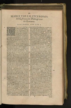 Marci Tullii Ciceronis Ad Q. Fratrem Dialogi tres de Oratore.