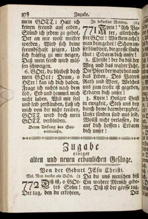 Zugabe einiger alten und neuen erbaulichen Gesänge.