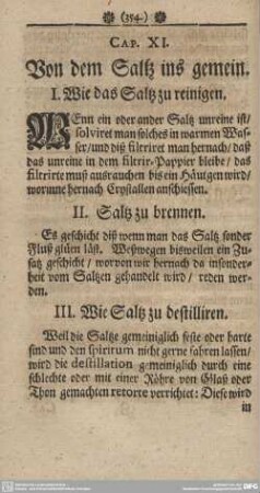 Cap. XI. Von dem Saltz ins gemein.