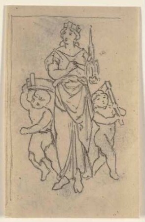 Entwurf für ein Sgraffito am Kunstvereinsgebäude in Zwickau: Allegorie der Baukunst