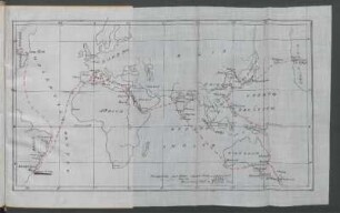 [Mapa del mundo con ruta de viaje por Ernesto Quesada]