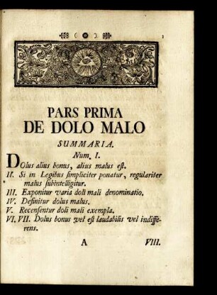 Pars Prima De Dolo Malo.
