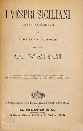 I vespri siciliani : dramma in cinque atti