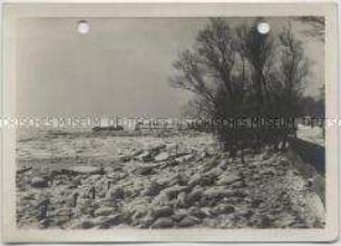 Winterlandschaft, Hamburg, Eisschollen am Strand von Blankenese