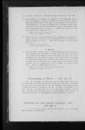 Aufhebung der über Lübeck verhängten Acht. - 1419 Mai 1.