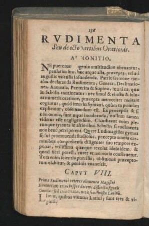 Rudimenta Seu de octopartionibus Orationis. Caput VIII.