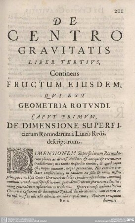 CAPUT Primum. DE DIMENSIONE SUPERFIcierum Rotundarum à Lineis Rectis descriptarum.