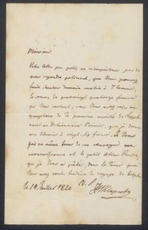 Heinrich Julius Klaproth, Brief