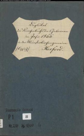 Kirchenbuchduplikat der evangelisch-lutherischen Münstergemeinde Herford, Kreis Herford (GHT 1866) (Gemeinde: Evangelische Münster-Gemeinde Herford)
