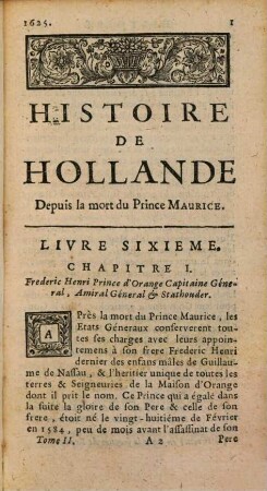 Histoire De Hollande, 2. Depuis La Mort Du Prince Maurice