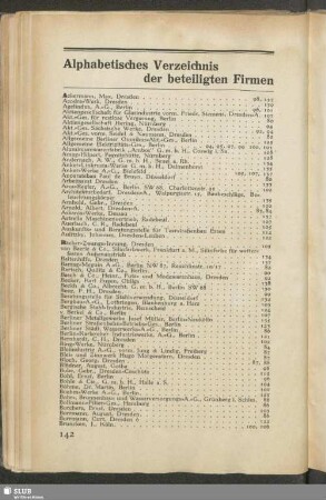 Alphabetisches Verzeichnis der beteiligten Firmen
