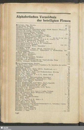 Alphabetisches Verzeichnis der beteiligten Firmen