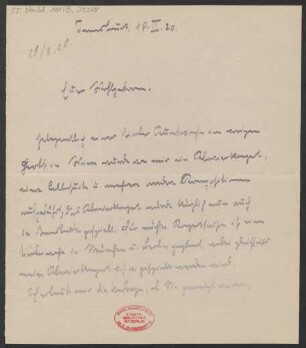 Brief an B. Schott's Söhne : 19.03.1920