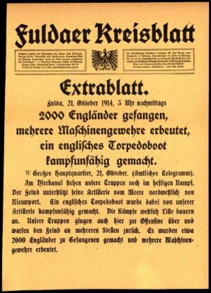 Zweite Ausgabe vom Mittwoch, den 21. Oktober 1914.