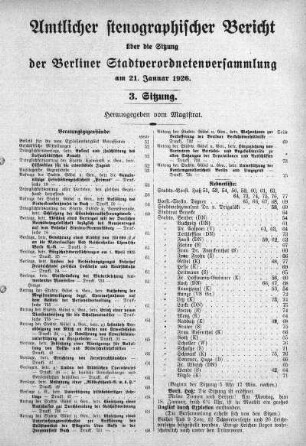 Sitzung 3, 21. Januar 1926