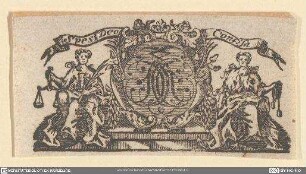 [Vignette: Verschlungene Initialen mit 2 Allegorischen Figuren]