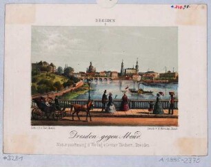 Stadtansicht von Dresden, Blick von der Marienbrücke auf die Altstadt nach Südosten