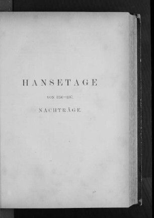 Hansetage von 1256-1387. Nachträge.