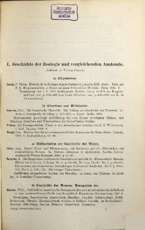 Zoologischer Jahresbericht. 1880 (1881), Abth. 1