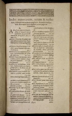 Index materiarum, rerum & verborum, [...]