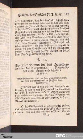 Specieller Beweis der drei Hauptbegebenheiten des Christenthums