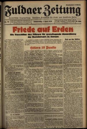Erste Ausgabe vom Donnerstag, den 02. April 1936.
