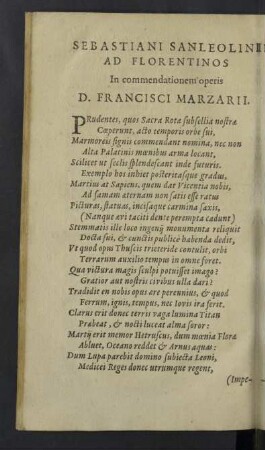 Sebastiani Sanleolini ad Florentinos