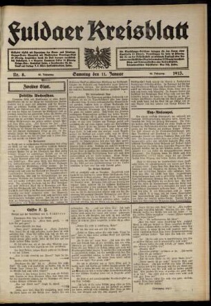 Zweite Ausgabe vom Samstag, den 11. Januar 1913.
