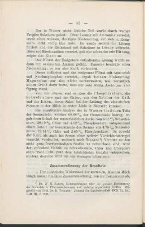 Zusammenfassung der Resultate.