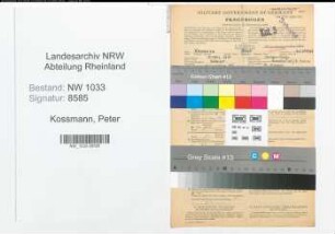 Entnazifizierung Peter Kossmann , geb. 10.03.1917 (Polizeibeamter)