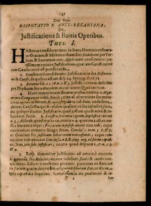 Disputatio X. Anti-Becaniana, De Iustificatione & Bonis Operibus.