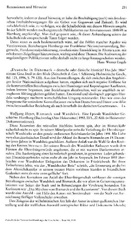 Hoyer, Wolfgang :: Bismarck und Wandsbek, eine Episode Wandsbeker Geschichte, (Heinevetter Dokumentationen) : Hamburg, Heinevetter, 1993