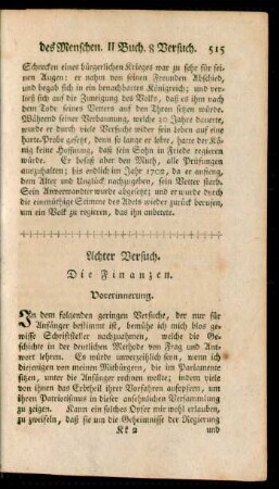 Achter Versuch. Die Finanzen